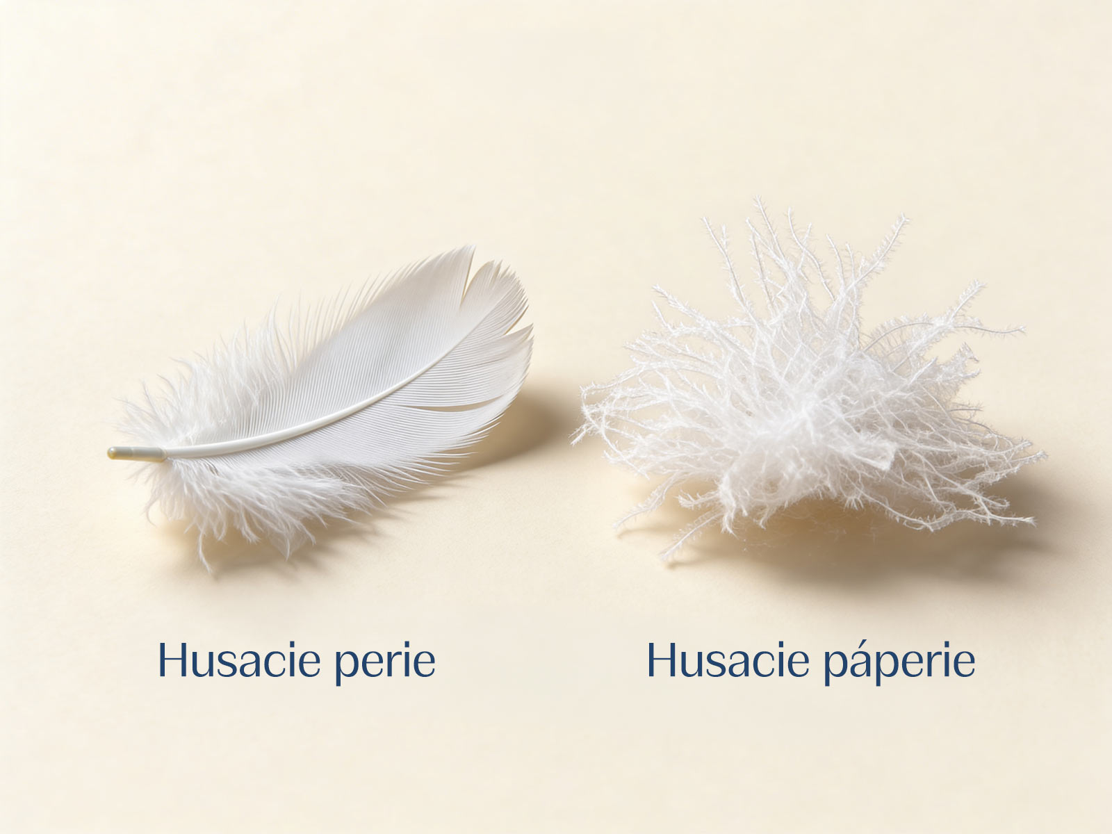 Perie a papierie z husacieho piera, prírodné materiály pre výrobu luxusnej hodvábnej textílie.