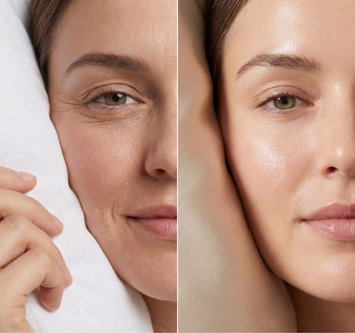 Žena s hladkou pokožkou, prevencia spánkových vrások, starostlivosť o pleť.